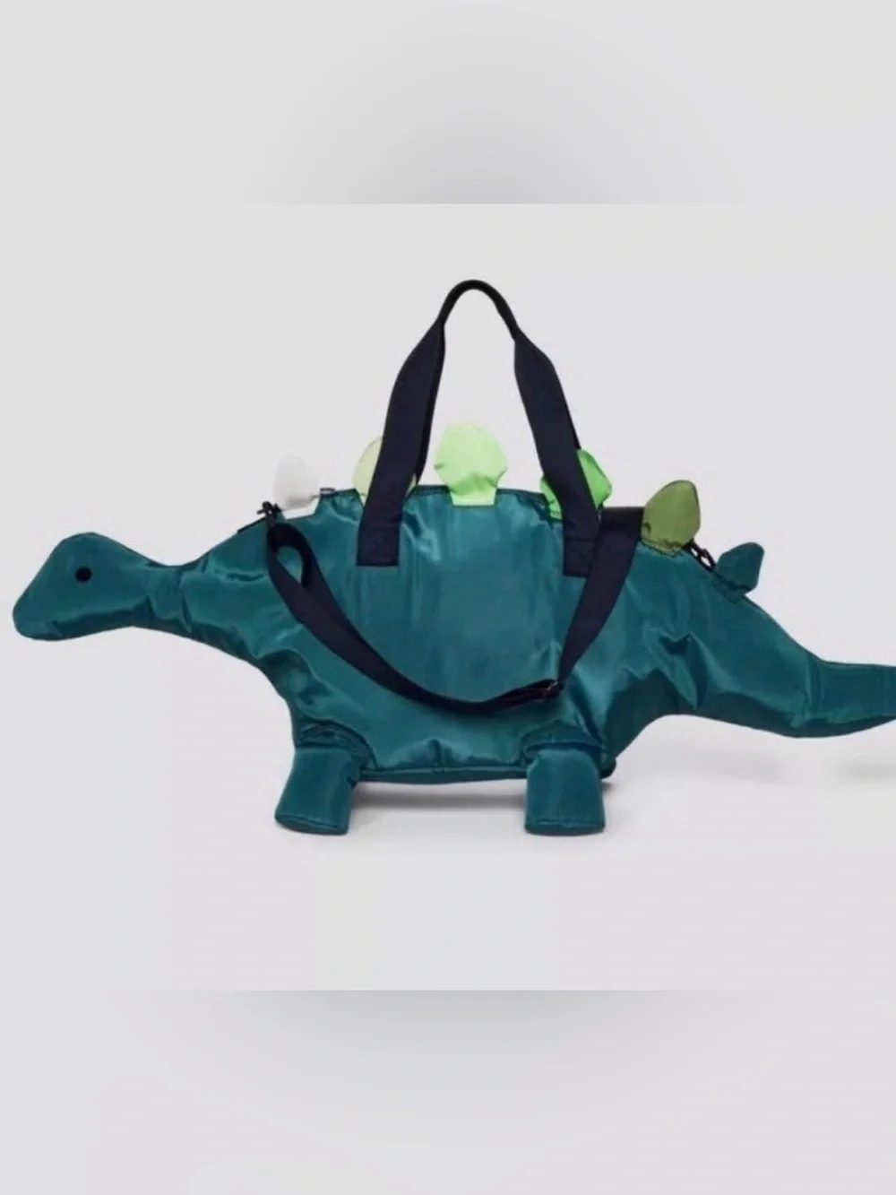 Cat & Jack Green Dinosaur Tote Bag Small Polyester Zip Shoulder Strap